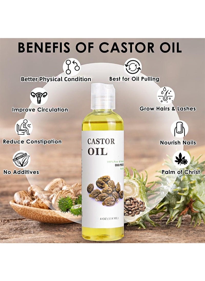 HaLunhi Castor Oil Organic Cold Pressed Unrefined (4OZ/118ML), Pack Wrap Cotton for Waist Thyroid Neck, Reusable Packs Liver Detox with Adjustable Elastic Strap Anti Leak（Khaki）  - Image 3