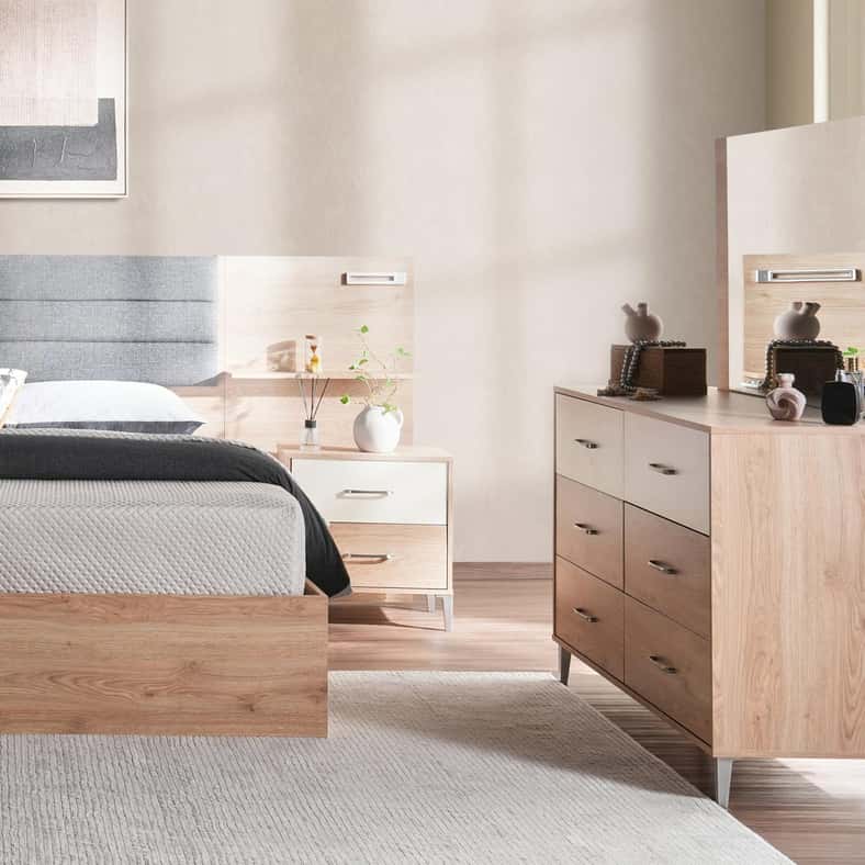 Pan Home MYKONOS 5 PC BEDROOM SET 180X200 CM - OAK - Image 4