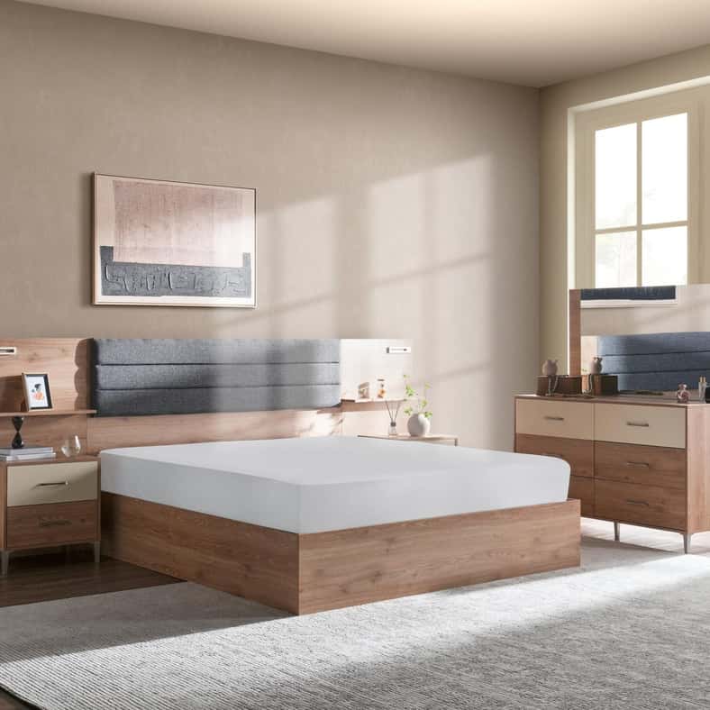 Pan Home MYKONOS 5 PC BEDROOM SET 180X200 CM - OAK - Image 2