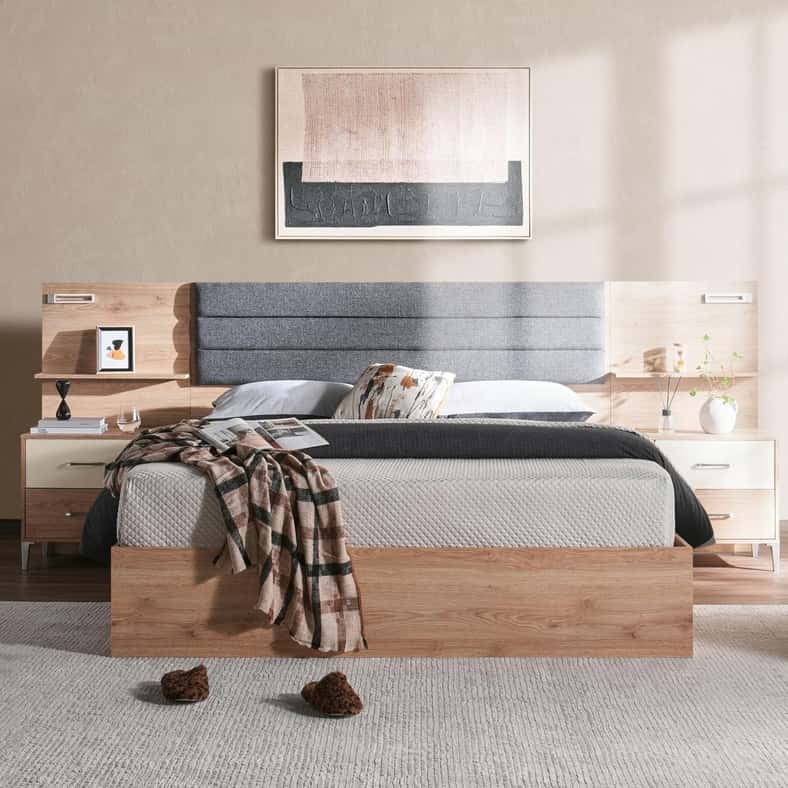 Pan Home MYKONOS 5 PC BEDROOM SET 180X200 CM - OAK - Image 3