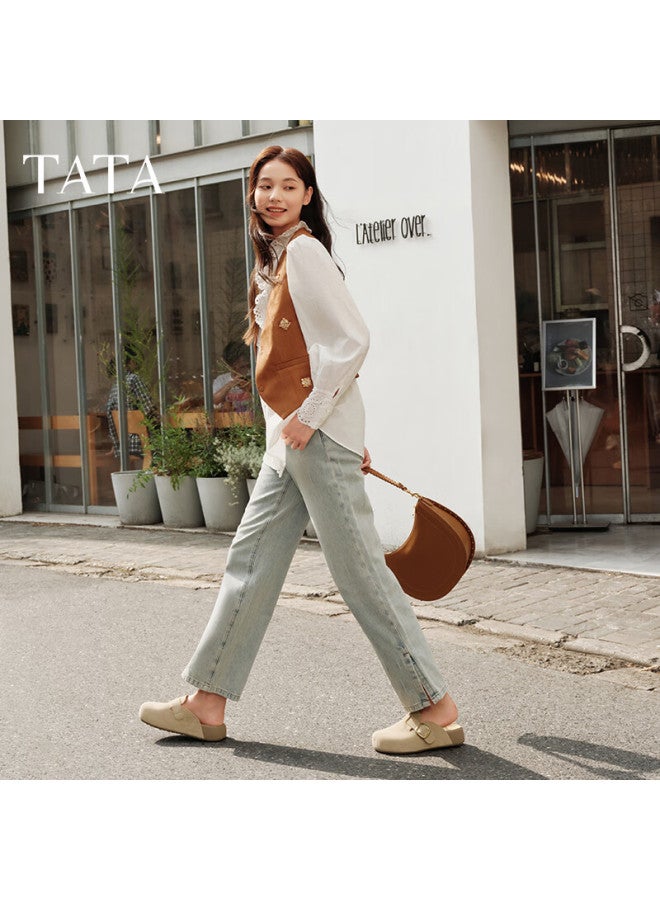 Tata  Autumn Casual Birkenstock Style Women's Fashion Open Toe Slippers New Apricot Color Size 35 - Image 2