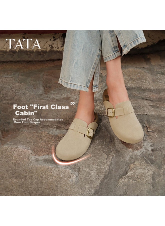 Tata  Autumn Casual Birkenstock Style Women's Fashion Open Toe Slippers New Apricot Color Size 35 - Image 1