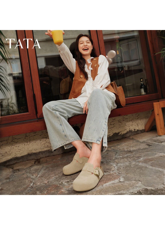Tata  Autumn Casual Birkenstock Style Women's Fashion Open Toe Slippers New Apricot Color Size 35 - Image 3