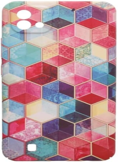 Dragon Plastic Creative Back Phone Protection Case Hexagonal Print Design With Silicone Safety Edges And 3D Back Print For Realme C20 - Multi Color