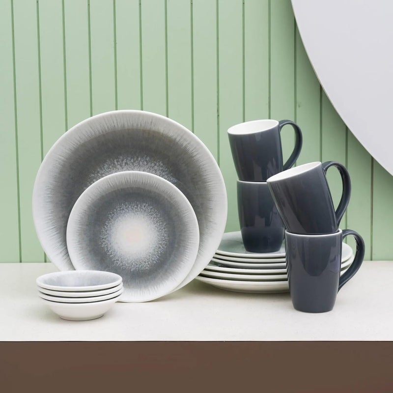 JCPL JCPL Fine Porcelain Textures Sway Dinner Set Set of 16 for Family of 4 Ceramic Crockery Set Dinner Plates Kitchen Set for Home Dining Set for Dinner Microwave Dishwasher Safe Plates  - Image 1