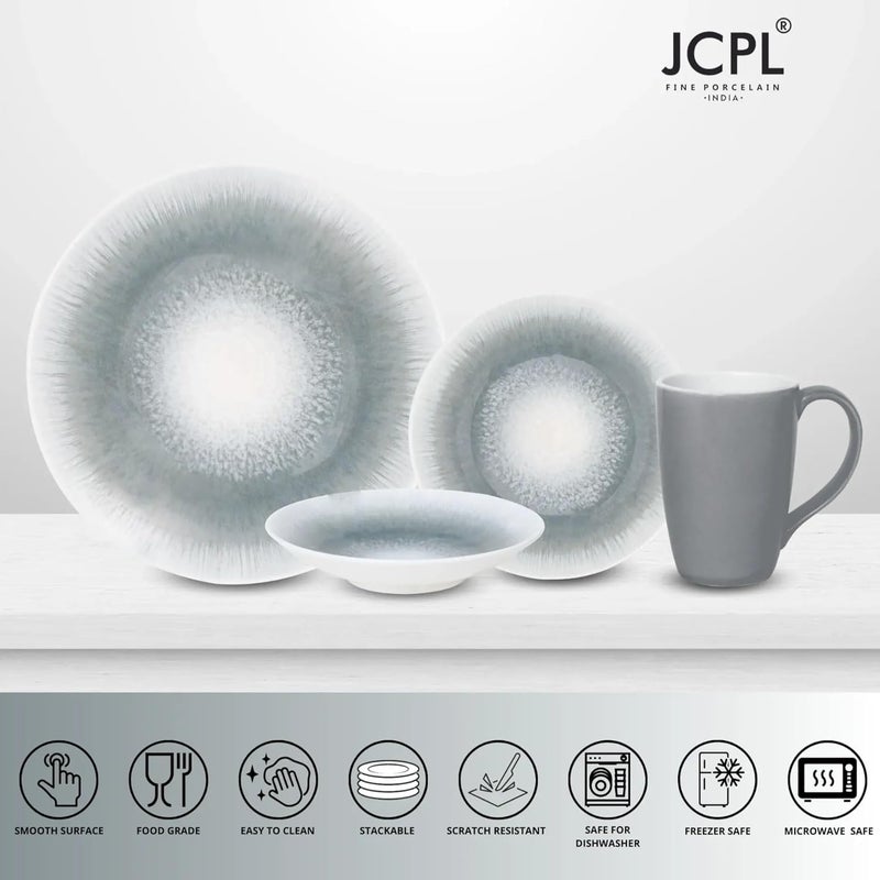 JCPL JCPL Fine Porcelain Textures Sway Dinner Set Set of 16 for Family of 4 Ceramic Crockery Set Dinner Plates Kitchen Set for Home Dining Set for Dinner Microwave Dishwasher Safe Plates  - Image 3