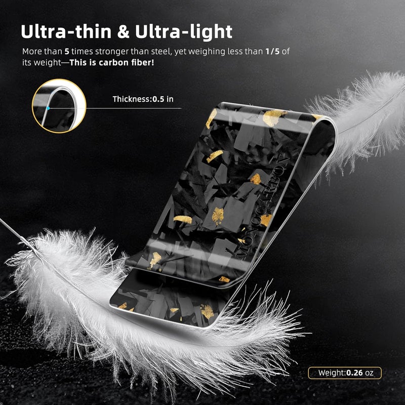 MONOCARBON Carbon-Fiber-Money-Clip-for-Men, Minimalist-Money-Holder for Cash, High Elastic Carbon-Fiber-Wallet, Slim and Durable - Image 5