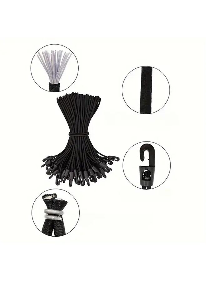 10 Black Heavy Duty Elastic Bungee Cords with Hooks Durable Stretch Straps - Image 4