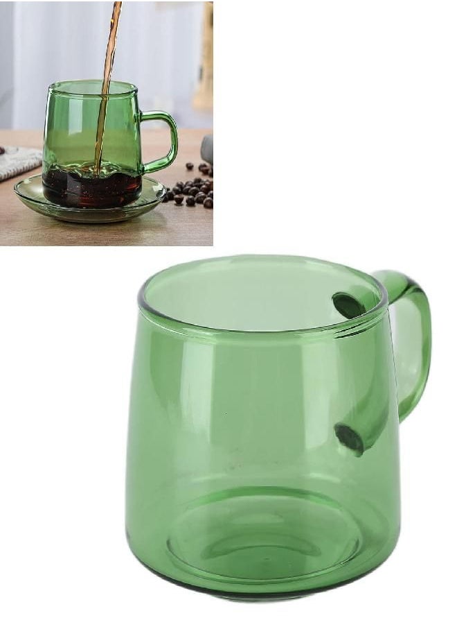 Yosoo Coffee Cup, Glass Mug Borosilicate Glass with Handle for Milk for Home for Latte(green)