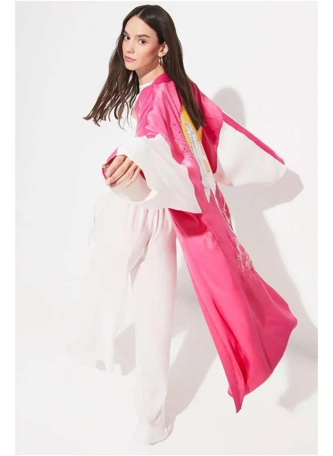 JUNE June Women Exclusive 100% Viscose Printed Woven Kimono&Caftan Fuchsia