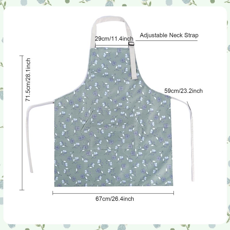 IHFAIO Apron for Women with Pockets, 3 PCs Waterproof Floral Apron with Adjustable Neck Strap for Cooking, Baking, Gardening, Art Craft - Image 2