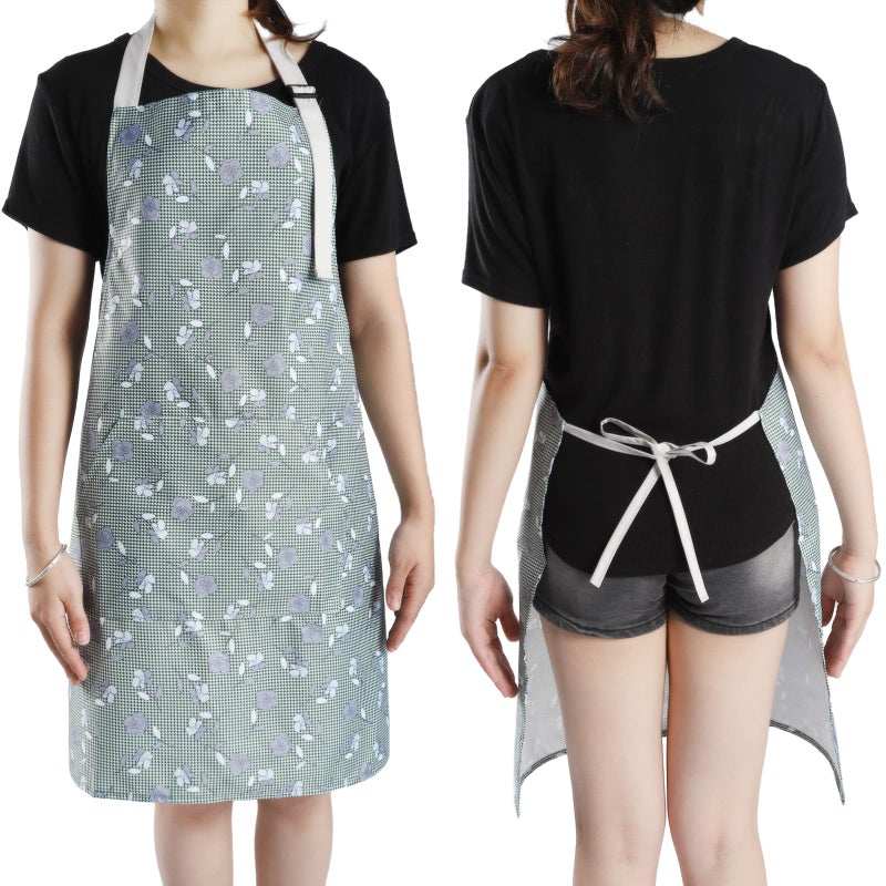 IHFAIO Apron for Women with Pockets, 3 PCs Waterproof Floral Apron with Adjustable Neck Strap for Cooking, Baking, Gardening, Art Craft - Image 5