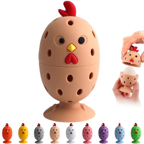 WAMEIJU Egg Brush Cleaner, Egg Cleaner Scrubber for Fresh Eggs, Cute Chick Shaped Silicone Egg Washer, Reusable Multipurpose Washing Egg Tool for Fruits and Vegetables(Brown,1 Set) - Image 1