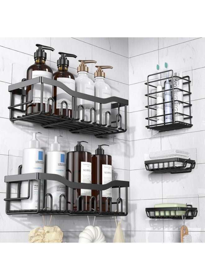5-Pack Adhesive Shower Caddy, Large Capacity Shower Organizer for Bathroom, No-Drill Wall-Mounted Shower Shelves, Rustproof Stainless Steel Bathroom Storage Rack for Shampoo, Conditioner, Soap & Accessories, Suitable for Kitchen & Home - Image 1