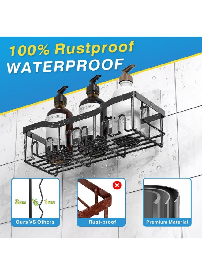 5-Pack Adhesive Shower Caddy, Large Capacity Shower Organizer for Bathroom, No-Drill Wall-Mounted Shower Shelves, Rustproof Stainless Steel Bathroom Storage Rack for Shampoo, Conditioner, Soap & Accessories, Suitable for Kitchen & Home - Image 2
