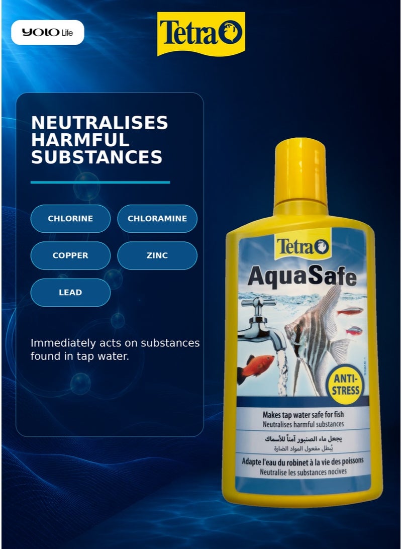 تترا Tetra AquaSafe مُهيّئ مياه الصنبور 500 ml لأحواض الأسماك بالمياه العذبة والمالحة - Image 5
