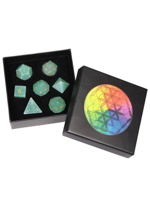 Healing Green Aventurine Crystal D&D Polyhedral Dice Set With Box For Dungeons And Dragons Set Of 7 Table Top Game Dice For Rpg Mtg Roleplaying Collection