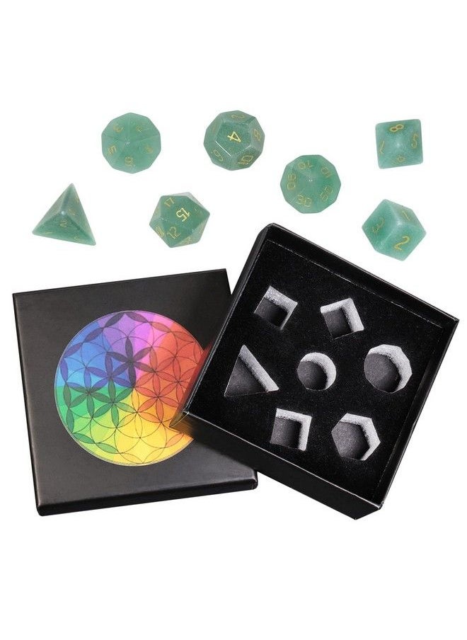 Nupuyai - Healing Green Aventurine Crystal D&D Polyhedral Dice Set With Box For Dungeons And Dragons Set Of 7 Table Top Game Dice For Rpg Mtg Roleplaying Collection - Image 1