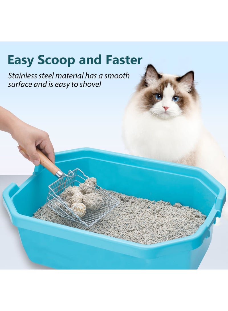 SYOSI Cat Litter Scoop – Premium Stainless Steel Metal Sifter with Hole for Easy Cleaning, Durable Heavy-Duty Kitty Shovel Designed for Odor-Free Litter Box Maintenance, Ideal for Daily Pet Care(Silver) - Image 2