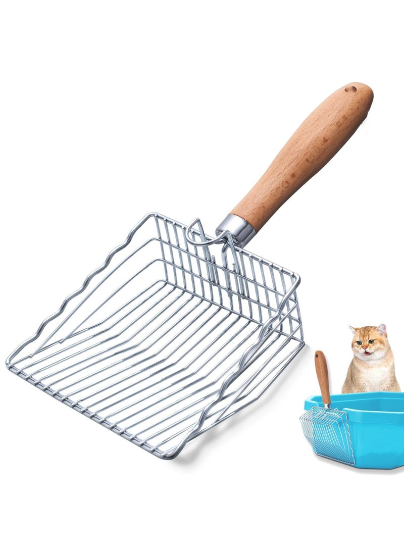 SYOSI Cat Litter Scoop – Premium Stainless Steel Metal Sifter with Hole for Easy Cleaning, Durable Heavy-Duty Kitty Shovel Designed for Odor-Free Litter Box Maintenance, Ideal for Daily Pet Care(Silver) - Image 1