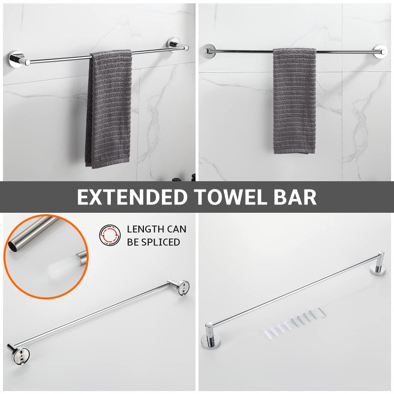 BGL Bathroom Hardware Set Chrome 4-Pieces Bathroom Towel Rack 24 Inches Adjustable Bathroom Accessories Set - Image 3