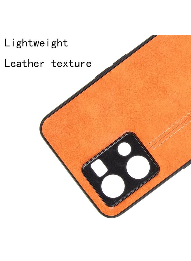 إيروريكس جراب لهاتف OPPO Reno7 4G بنقشة جلد البقر المخيطة مصنوع من مادة PC + PU + TPU - Image 5