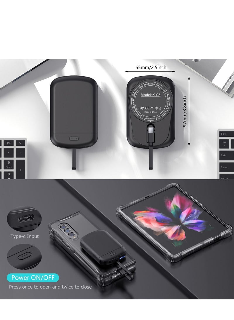 GULFLINK 10000mah Wireless Magnetic Power Bank with Protection Case Cover for Samsung ZFOLD4 Black  - Image 4