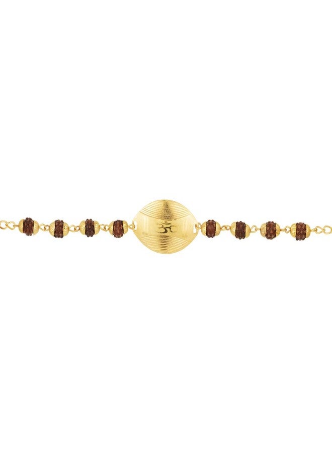 Aheli Traditional Gold Plated OM Rudraksha Rakshabandhan Rakhi Bracelet for Brother Bhaiya with Roli & Chawal - Image 3