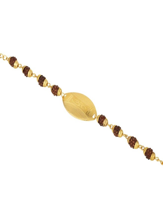 Aheli Traditional Gold Plated OM Rudraksha Rakshabandhan Rakhi Bracelet for Brother Bhaiya with Roli & Chawal - Image 5