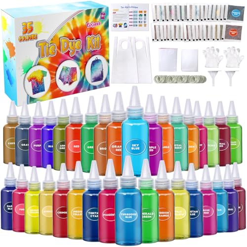 PATIFEED Tie Dye Kit, 35 Colours Fabric Tyedyedye Kit, Non-Toxic Tye Dye Kit for Kids, Adults, Large Groups, Handmade Party - Image 1