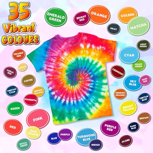 PATIFEED Tie Dye Kit, 35 Colours Fabric Tyedyedye Kit, Non-Toxic Tye Dye Kit for Kids, Adults, Large Groups, Handmade Party - Image 3