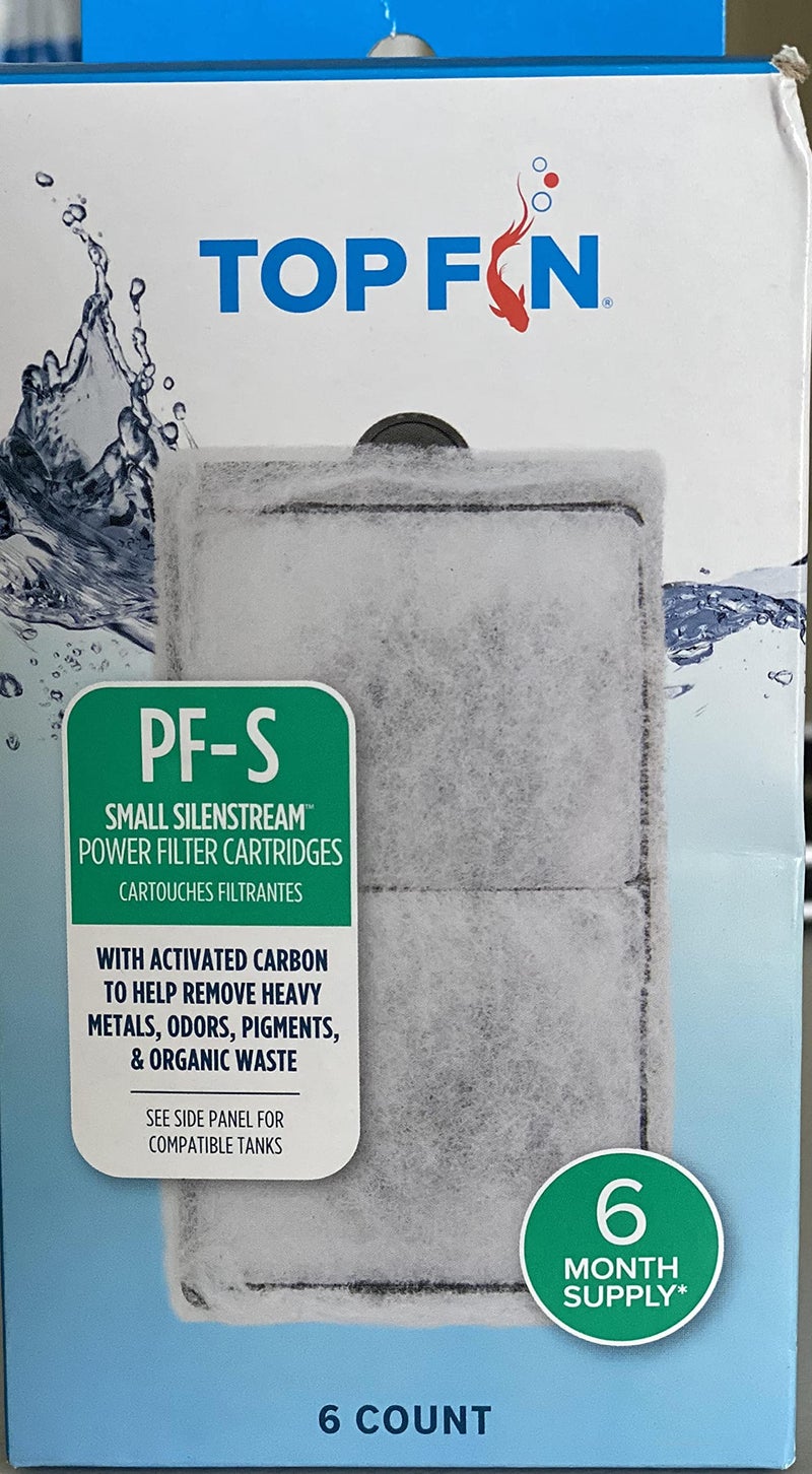 Top Fin Silenstream PF-S Small Filter Cartridges (6 Count) Refill for PF10 Power Filters (5.5in x 3.1in) - Image 1