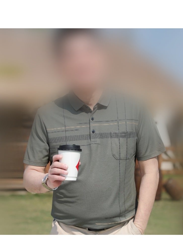 【 Mulberry Silk 5A Antibacterial 】 Men's Short Sleeved T-Shirt Business Polo Shirt - Image 1