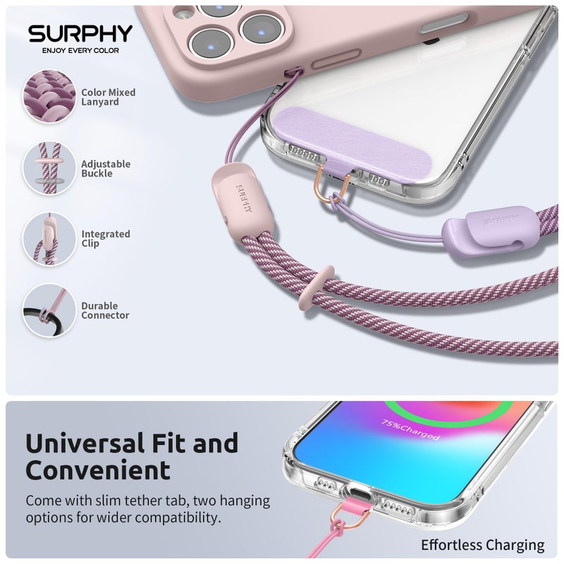 SURPHY 3 Pack Phone Wrist Strap with CellPhone Tether Tab, Cellphone Lanyard, Phone Strap with 2-Color Braided, Wrist Lanyard (Lilac & Pink & Rose Pink) - Image 2
