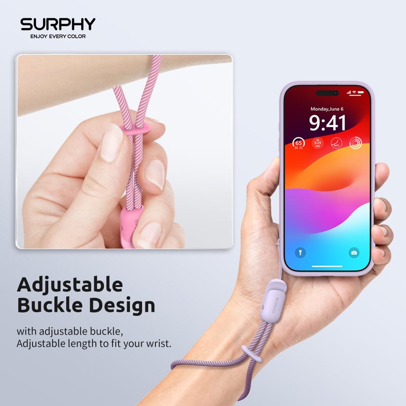 SURPHY 3 Pack Phone Wrist Strap with CellPhone Tether Tab, Cellphone Lanyard, Phone Strap with 2-Color Braided, Wrist Lanyard (Lilac & Pink & Rose Pink) - Image 5
