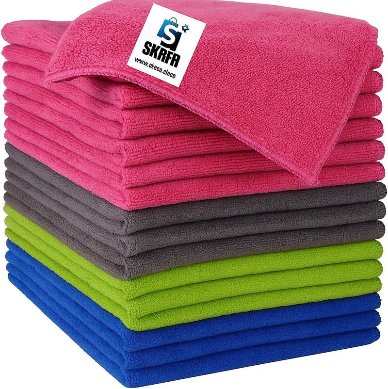 SKAFA 12 Pcs | Microfiber Cleaning Cloth | 40 X 30 CM Ultra Absorbent Towels | Premium Microfiber Towels for House, Kitchen, Windows, Cars & More (Multi-Colors) - Image 1