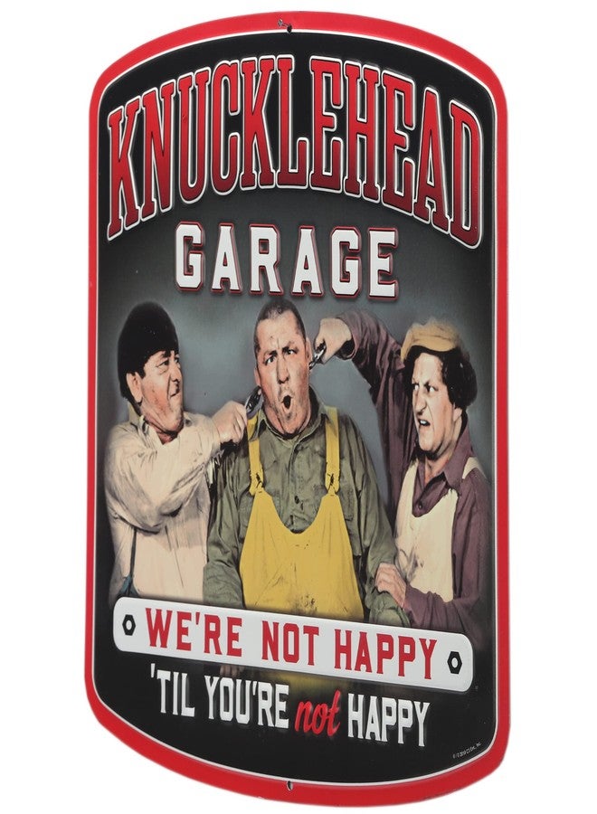 Open Road Brands The Three Stooges Knucklehead Garage Embossed Metal Sign - Vintage Three Stooges Sign for Garage or Man Cave - Image 2