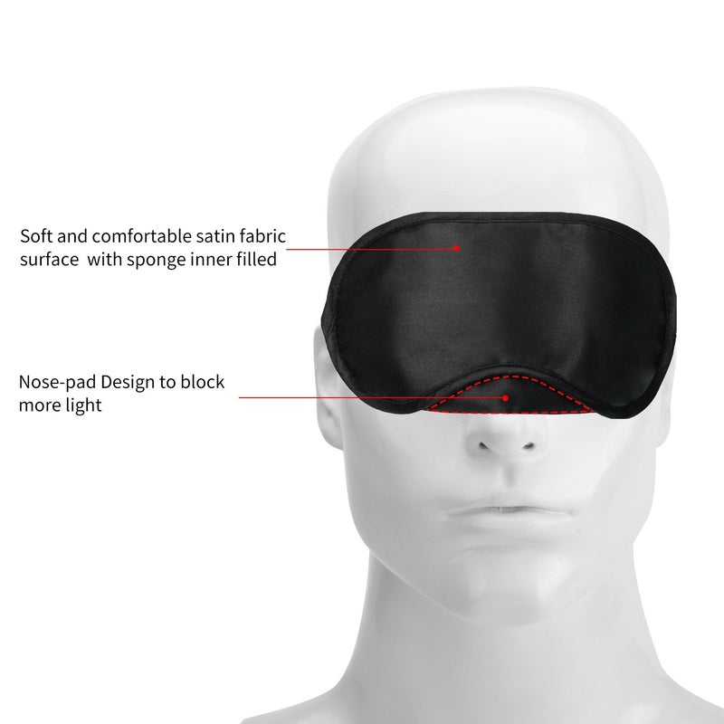 Senkary 12 Pack Blindfolds Sleep Mask Satin Eye Cover Shade with Nose Pad and Adjustable Strap for Women Men, Black - Image 2
