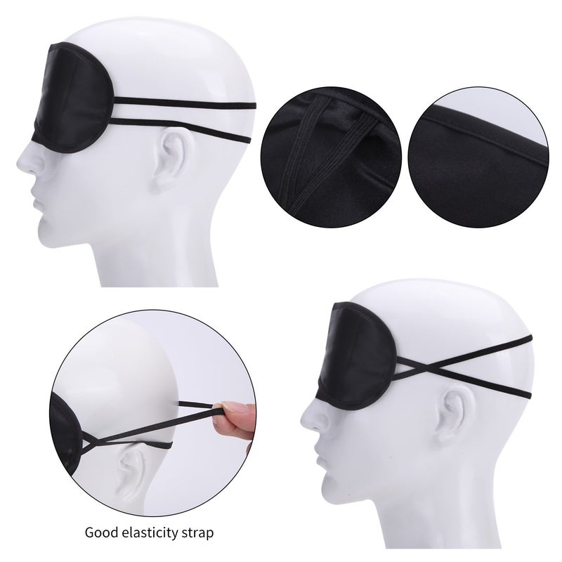 Senkary 12 Pack Blindfolds Sleep Mask Satin Eye Cover Shade with Nose Pad and Adjustable Strap for Women Men, Black - Image 4