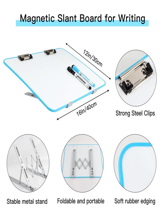Farrdun Slant Board for Writing16 x 12 Inch Adjustable Magnetic Whiteboard 20°-60° Slanted Clipboard Portable Workstation Sloped Surface for Writing Reading Drawing (Package Without Pencils) - Image 5