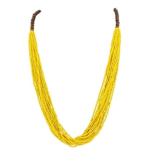 Bocar Long Multiple Row Handmade Beaded Statement Necklace with Gift Box (NK-10407-yellow) - Image 1