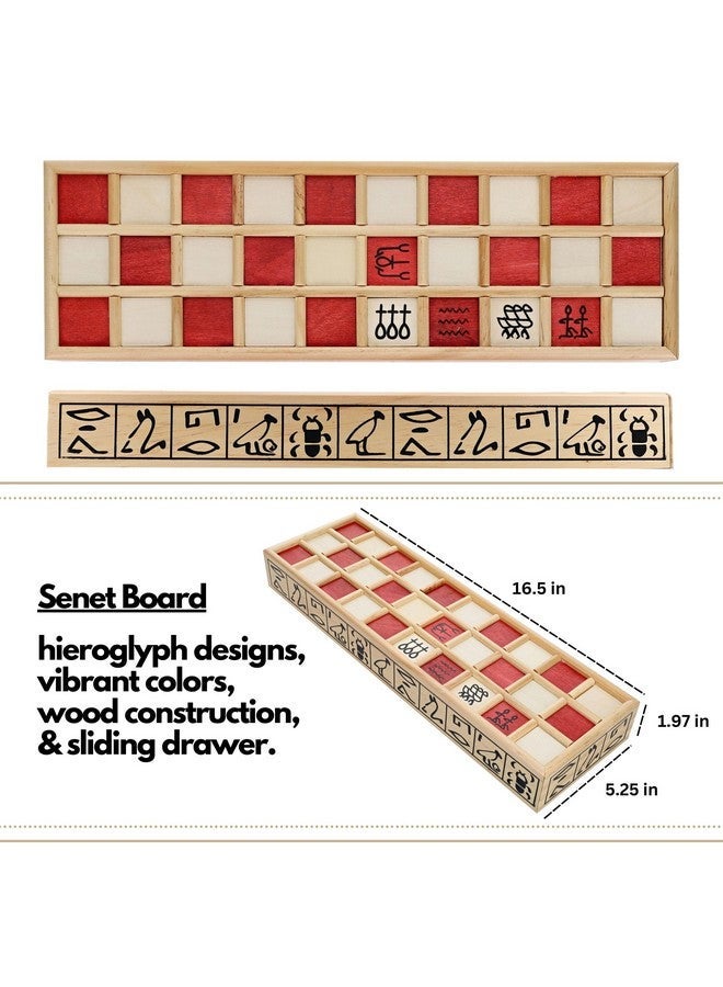 وي جيمز WE Games Senet ألعاب الطاولة المصرية ، لعبة لوحية استراتيجية قديمة للبالغين ، لعبة لوحية خشبية مع تخزين مدمج ، مع 10 قطع لاعب ، لعبة سطح مكتب عالية الجودة تذكارية - Image 2