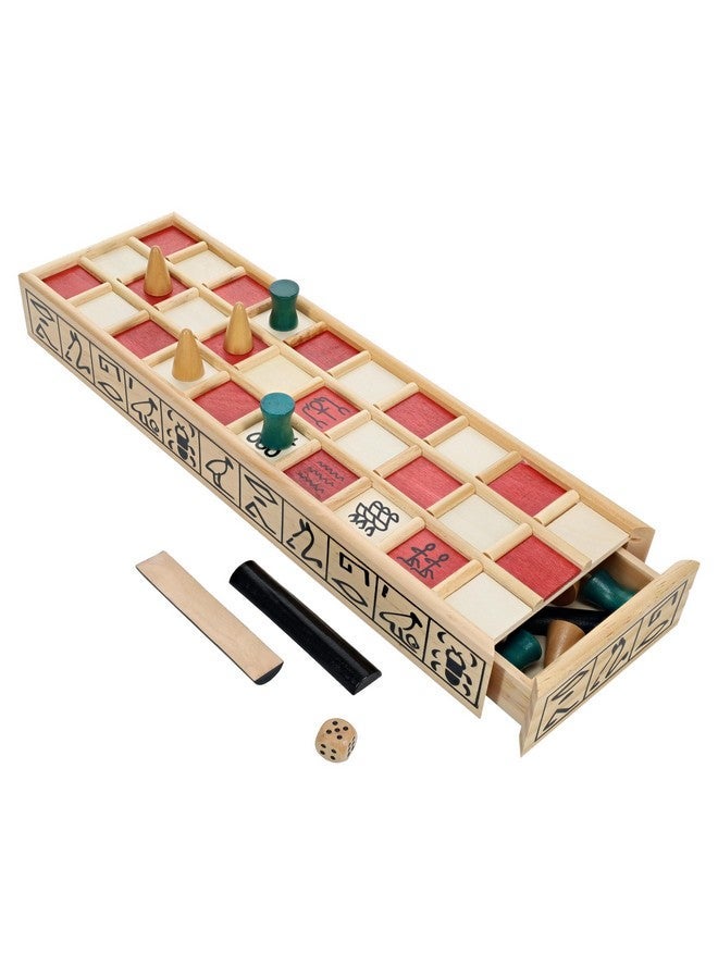 وي جيمز WE Games Senet ألعاب الطاولة المصرية ، لعبة لوحية استراتيجية قديمة للبالغين ، لعبة لوحية خشبية مع تخزين مدمج ، مع 10 قطع لاعب ، لعبة سطح مكتب عالية الجودة تذكارية - Image 1