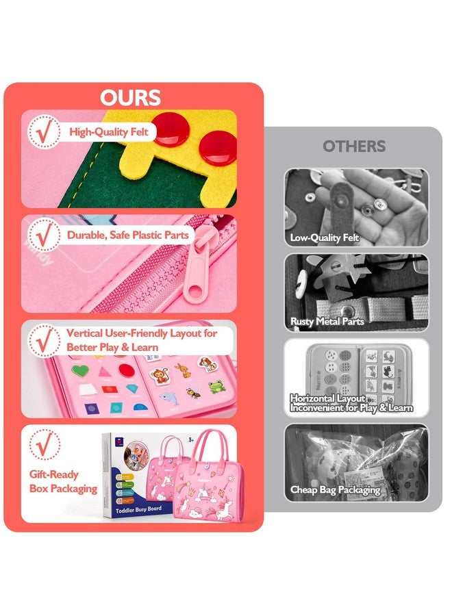 hahaland لوحة مشغولة هاهالاند - ألعاب مونتيسوري لهدايا عيد ميلاد الفتاة البالغة من العمر 2 سنة، لعبة تعليمية للأطفال في مرحلة ما قبل المدرسة بعمر 2 سنة، ألعاب سفر تعليمية للفتيات الصغيرات بعمر 2-4 سنوات، هدايا للأطفال بعمر سنة أو سنتين - Image 5