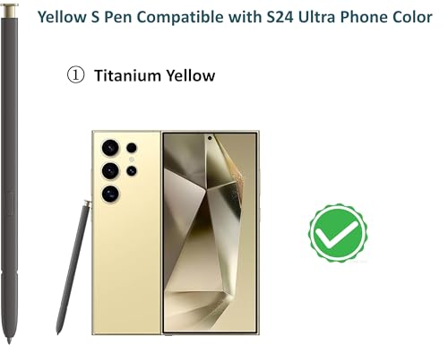 SLQ Galaxy S24 Ultra S Pen WithBluetooth 4096 Pressure Sensor Replacement for Samsung Galaxy S24 Ultra 5G All Versions Touch Stylus Pen with 5xTipsNibs Yellow - Image 3
