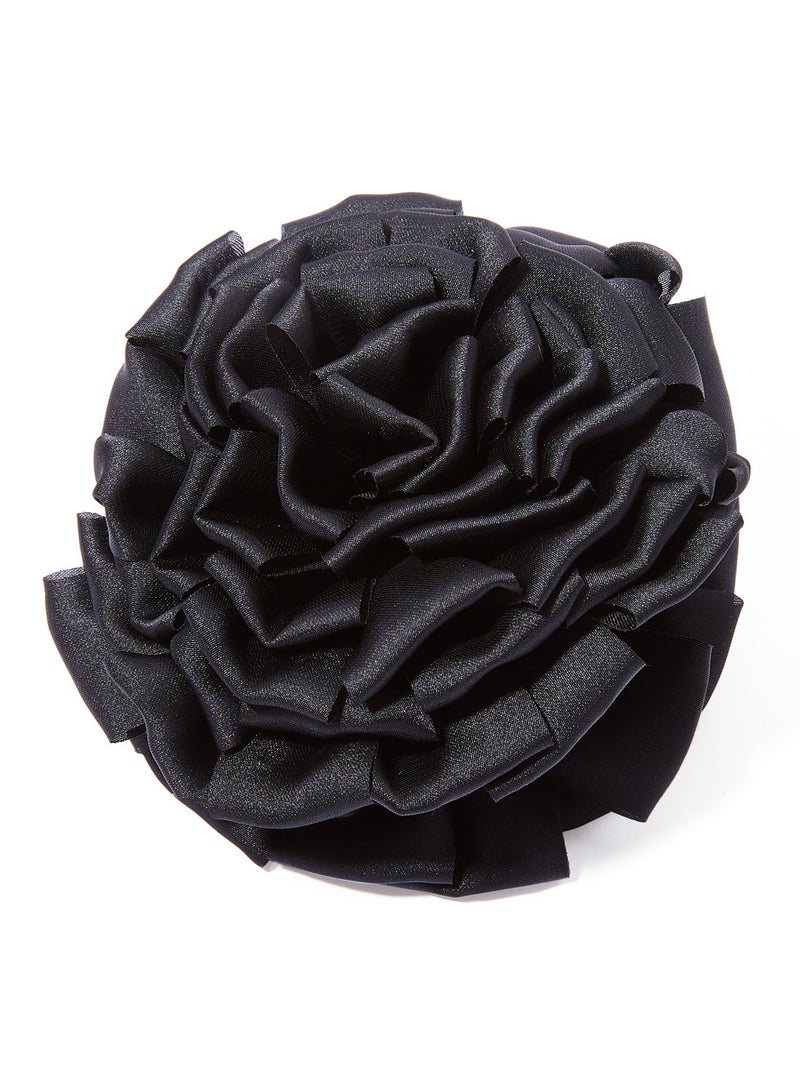 NIBEMINENT Fuzzy Flower Shape Claw Hair Clip Black - Image 1