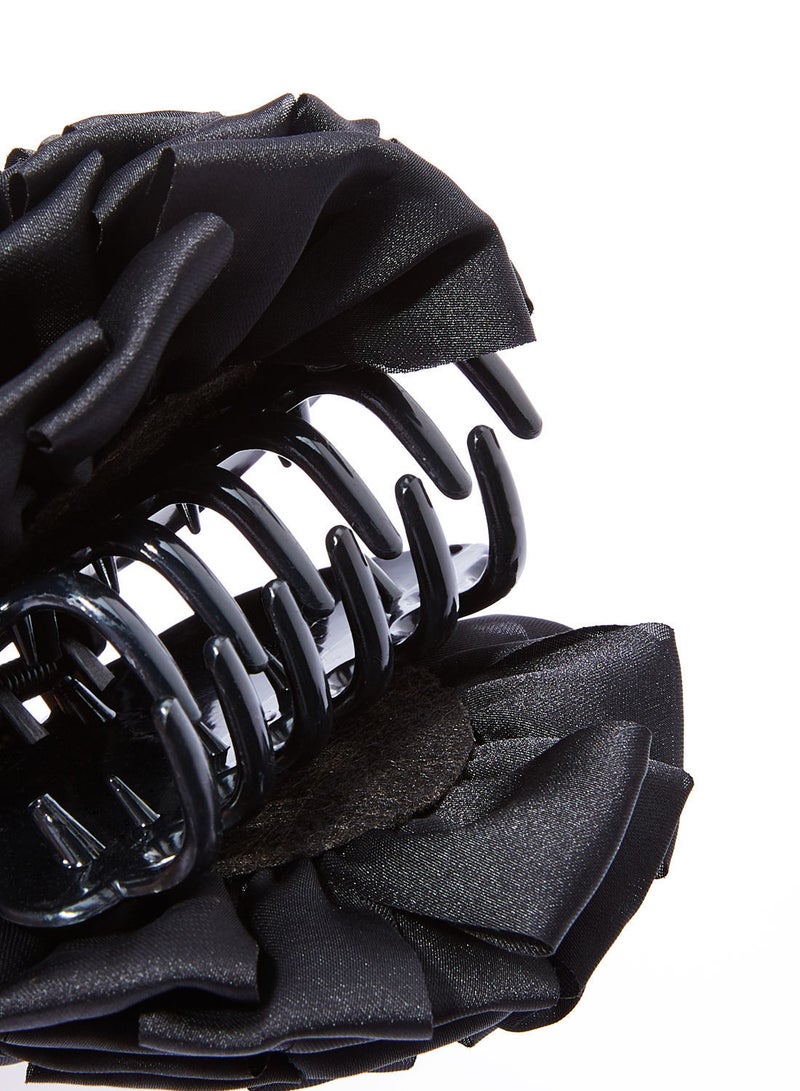 NIBEMINENT Fuzzy Flower Shape Claw Hair Clip Black - Image 2