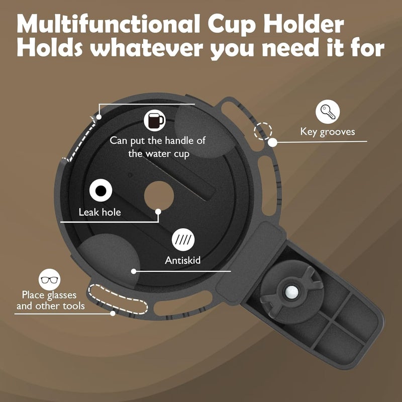 EDSRDUX Desk Cup Holder AntiSpill Table Cup Holder for Water Bottles Wheelchairs Workstations Gaming Desk Accessories Black Medium - Image 3