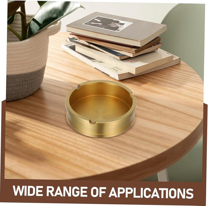 Brass Round Ashtray Vintage Design Compact Elegant Desktop Centerpiece for Indoor Outdoor Use - Image 4