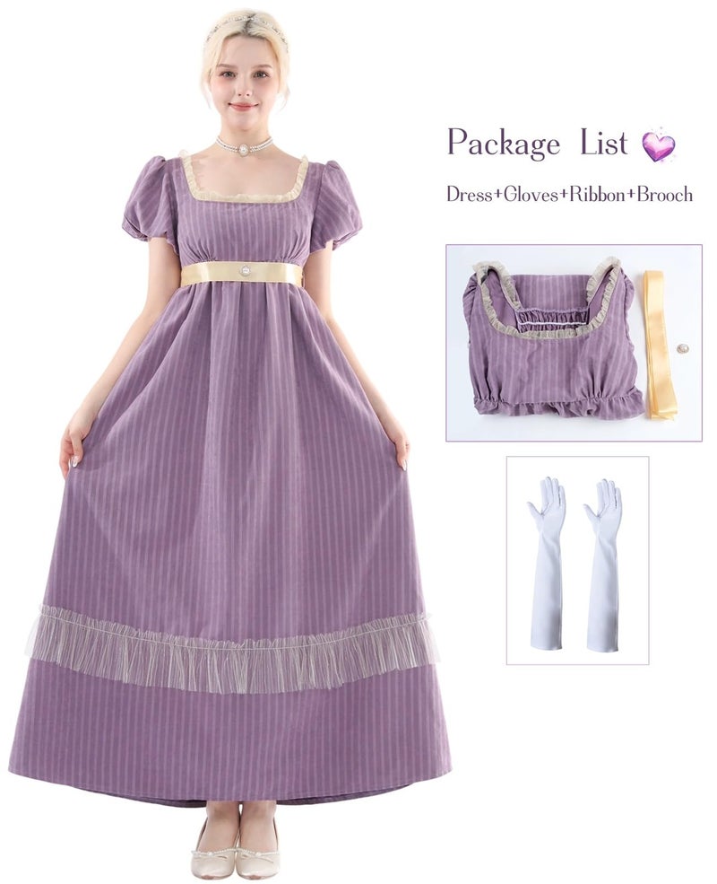NSPSTT Purple Regency Dresses for Women Ball Gown Dress Renaissance Victorian Costume, XXL - Image 2